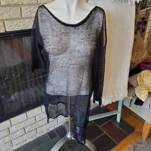 Giovanni Cavagna Asymmetric linen Open Knit Swim Cover/Tunic Top Sz XS-M